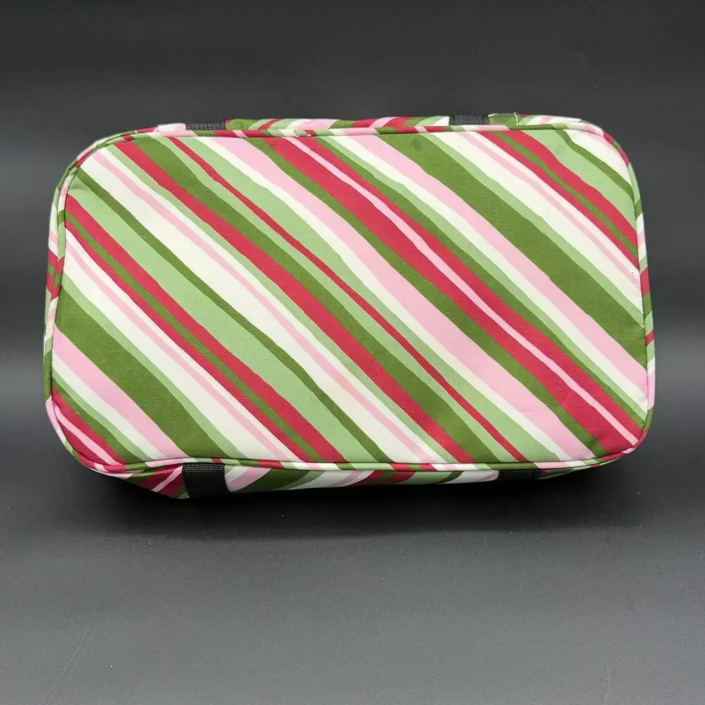Cook’s Tools Insulated Casserole Carrier Pink Green Striped 14.5 Inch